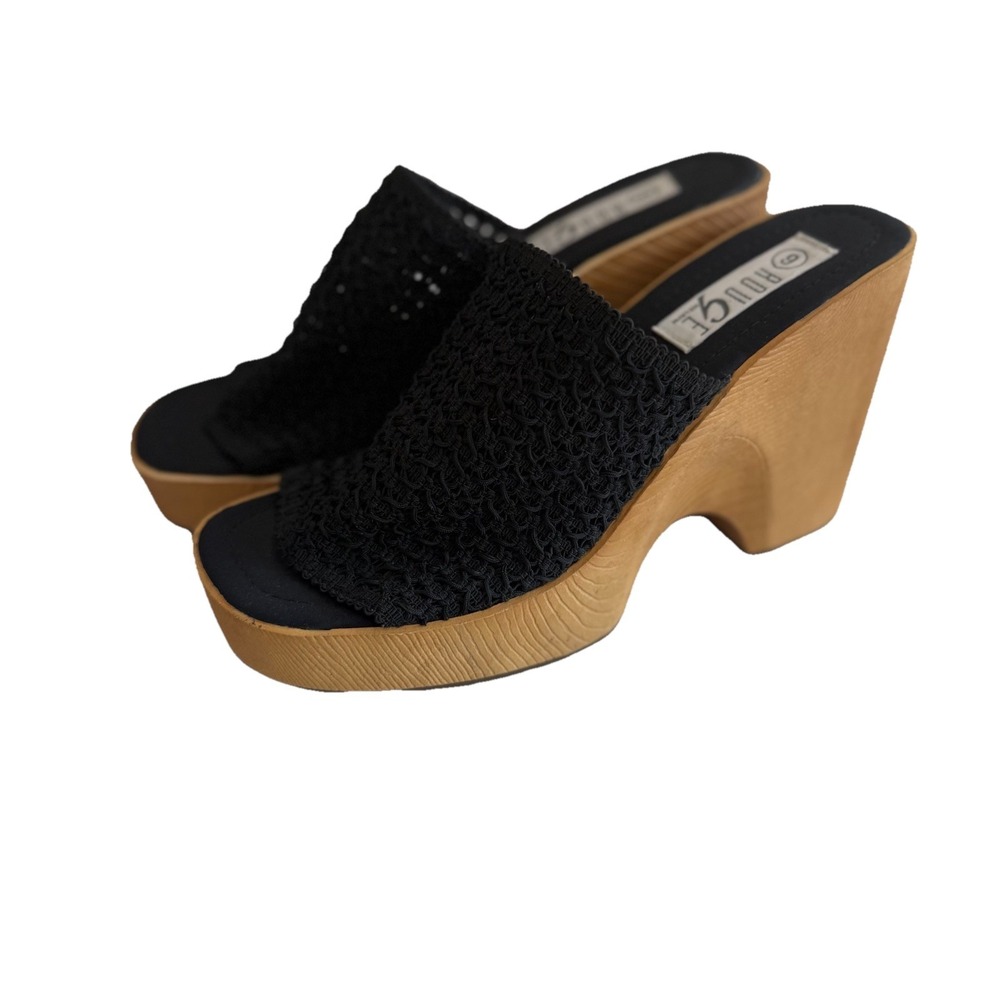 Rouge Helium Vintage Y2K Black Crochet Slip-On Wedge Heels 9